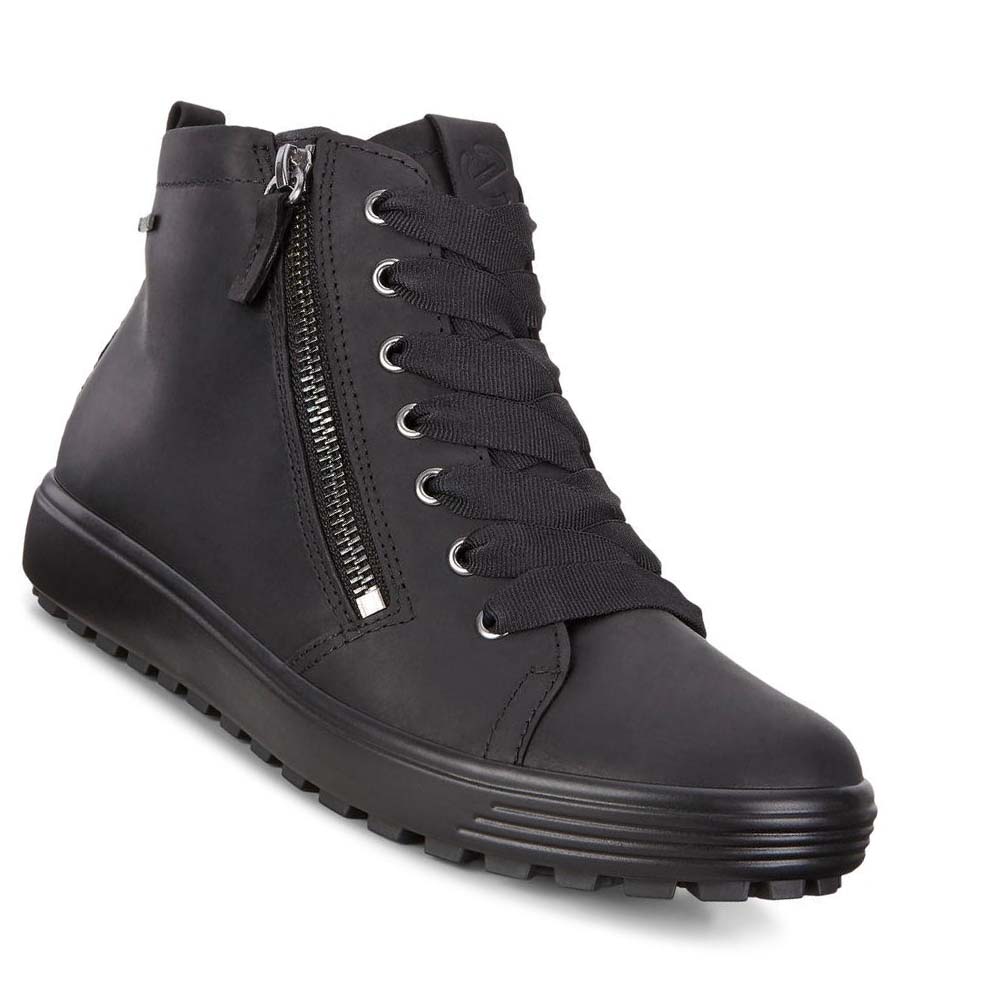 Women's Ecco Soft 7 Tred Gtx Hi Sneakers Black | USA 246QMA